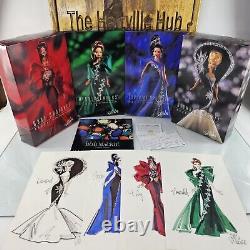 Barbie Bob Mackie Jewel Essence Collection SET OF 4 Dolls & Portfolio Prints NEW