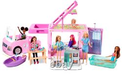 Barbie Camper Rv Mattel Pop Up Pink Van 3 In 1 Dream Home Vehicle New Play Set