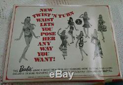Barbie Doll #1843 Dancing Stripes Dress Coat Shoes Vtg 1968 Mint in Box e66