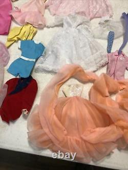 Barbie Doll Huge Lot of (14) Dolls with Outfits Dresses Some 1966 TNT Over 100 Pcs