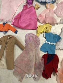 Barbie Doll Huge Lot of (14) Dolls with Outfits Dresses Some 1966 TNT Over 100 Pcs