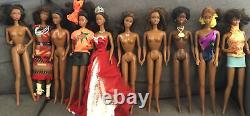 Barbie Doll Lot Of 10 African American Female Dolls Black F12