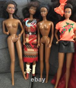 Barbie Doll Lot Of 10 African American Female Dolls Black F12