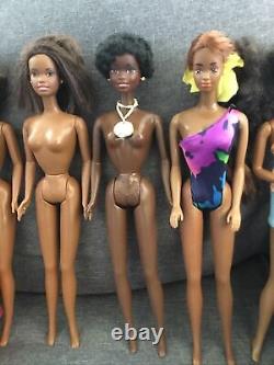 Barbie Doll Lot Of 10 African American Female Dolls Black F12