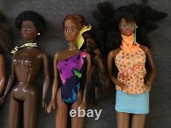 Barbie Doll Lot Of 10 African American Female Dolls Black F12