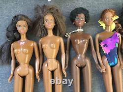 Barbie Doll Lot Of 10 African American Female Dolls Black F12