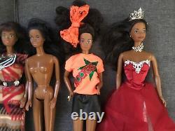 Barbie Doll Lot Of 10 African American Female Dolls Black F12