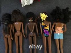 Barbie Doll Lot Of 10 African American Female Dolls Black F12