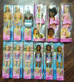 Barbie Doll Lot of 12 Mixed Beach & Dress Dolls Summer Barbies Set With Kens