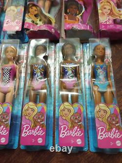 Barbie Doll Lot of 12 Mixed Beach & Dress Dolls Summer Barbies Set With Kens