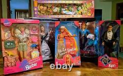 Barbie Dolls + Ken Huge Lot- Must See Collectibles Hula Hair Near Mint Boxes