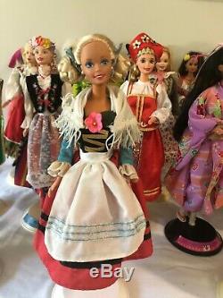 Barbie Dolls of The World Lot of 27 Collectors Edition Thai Norway Irish China