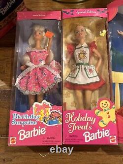 Barbie Holiday Collection Lot Of 9 Collectors Vintage Special Occasion In Box