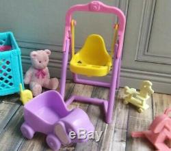 Barbie Krissy Miniature Baby Accessories Lot Crib Walker Diapers Bottle Swing
