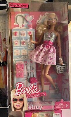 Barbie Lot of 9 Fashionistas Shopping Spree LifeSavers Swan Queen Society Girl