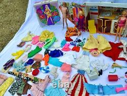 Barbie Mattel 16 dolls 1960s lot clothes, accessories, cases, airline airplane