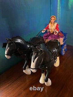 Barbie OOAK Redressed Made-to-Move Doll, Clothes, Gypsy Horses & Cart LOT