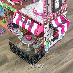 Barbie Size Dollhouse Furniture Girl Playhouse Dream Play Wooden Doll House Gift