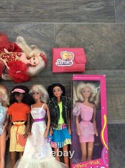 Beautiful Lot of 9 Vintage Barbie Dolls from 70's, 80's and 90's + Pink Wallet