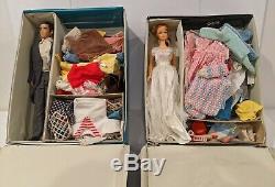 Big Vintage 1960's Barbie & Ken Doll & Accessories Lot 1962 Cases Clothes Shoes