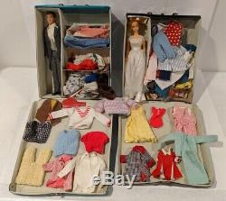 Big Vintage 1960's Barbie & Ken Doll & Accessories Lot 1962 Cases Clothes Shoes