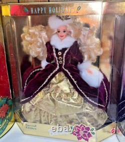 Brand New-Vintage 1993-1998 Happy Holidays Collector Edition Barbie Lot- 5 Dolls