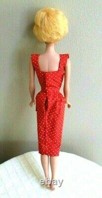 Breathtaking Vintage Lemon Bubblecut Barbie Wearing Mint Red Dotted Sheath