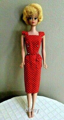 Breathtaking Vintage Lemon Bubblecut Barbie Wearing Mint Red Dotted Sheath