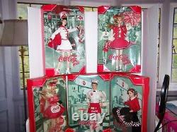 COCA COLA SODA FOUNTAIN BARBIE & KEN SODA JERK MAJORETTE SWEETHEART 5 Dolls Incl