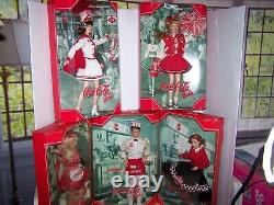 COCA COLA SODA FOUNTAIN BARBIE & KEN SODA JERK MAJORETTE SWEETHEART 5 Dolls Incl