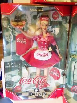 COCA COLA SODA FOUNTAIN BARBIE & KEN SODA JERK MAJORETTE SWEETHEART 5 Dolls Incl