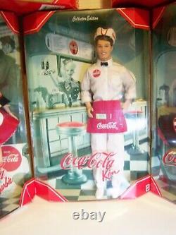 COCA COLA SODA FOUNTAIN BARBIE & KEN SODA JERK MAJORETTE SWEETHEART 5 Dolls Incl