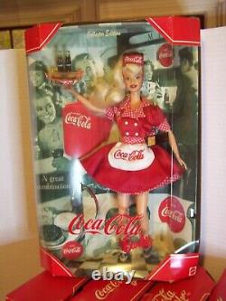 COCA COLA SODA FOUNTAIN BARBIE & KEN SODA JERK MAJORETTE SWEETHEART 5 Dolls Incl