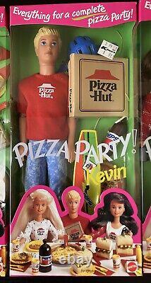 COMPLETE SET 4-Pizza Party Skipper-Courtney-Kevin Pizza Hut Barbie Dolls 1994NEW