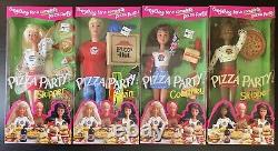COMPLETE SET 4-Pizza Party Skipper-Courtney-Kevin Pizza Hut Barbie Dolls 1994NEW