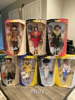 Collection of Seven 12 Mattel City Season Barbie Dolls RARE 1998 & 1999