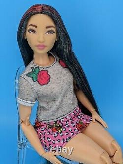 Custom Barbie Doll Curvy Chang'e Black Red Hair Reroot Asian Made to Move ooak