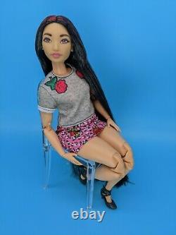 Custom Barbie Doll Curvy Chang'e Black Red Hair Reroot Asian Made to Move ooak