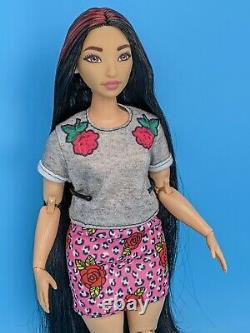 Custom Barbie Doll Curvy Chang'e Black Red Hair Reroot Asian Made to Move ooak