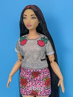 Custom Barbie Doll Curvy Chang'e Black Red Hair Reroot Asian Made to Move ooak