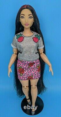 Custom Barbie Doll Curvy Chang'e Black Red Hair Reroot Asian Made to Move ooak