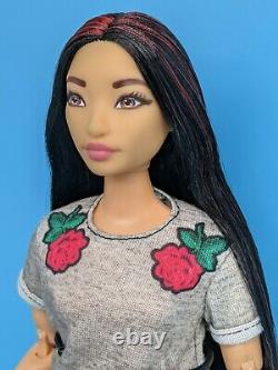 Custom Barbie Doll Curvy Chang'e Black Red Hair Reroot Asian Made to Move ooak