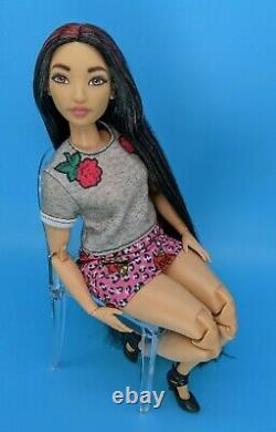 Custom Barbie Doll Curvy Chang'e Black Red Hair Reroot Asian Made to Move ooak