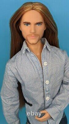 Custom Ken Doll Articulated Doll Red Brown Long Hair Reroot ooak barbie owen