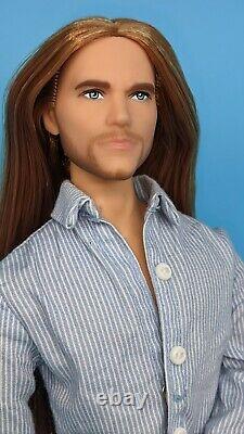 Custom Ken Doll Articulated Doll Red Brown Long Hair Reroot ooak barbie owen