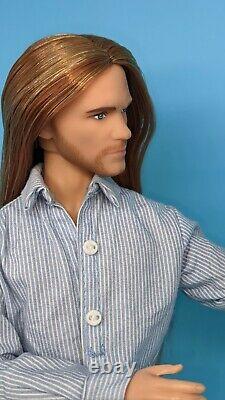 Custom Ken Doll Articulated Doll Red Brown Long Hair Reroot ooak barbie owen