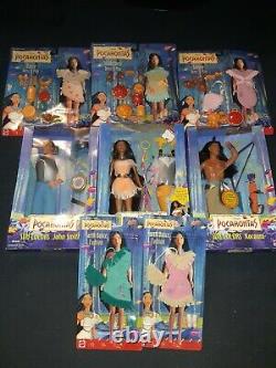 Disney Vintage 90s Mattel Pocahontas Braided Beauty John Smith Kocoum dolls lot