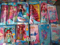Early 1990's lot of 20 Tyco The Little Mermaid Ariel dolls & 10 outfits