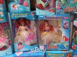 Early 1990's lot of 20 Tyco The Little Mermaid Ariel dolls & 10 outfits
