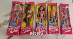 FIVE! Vintage Mattel 1995 Sparkle Beach Barbies! NEW! Super cute